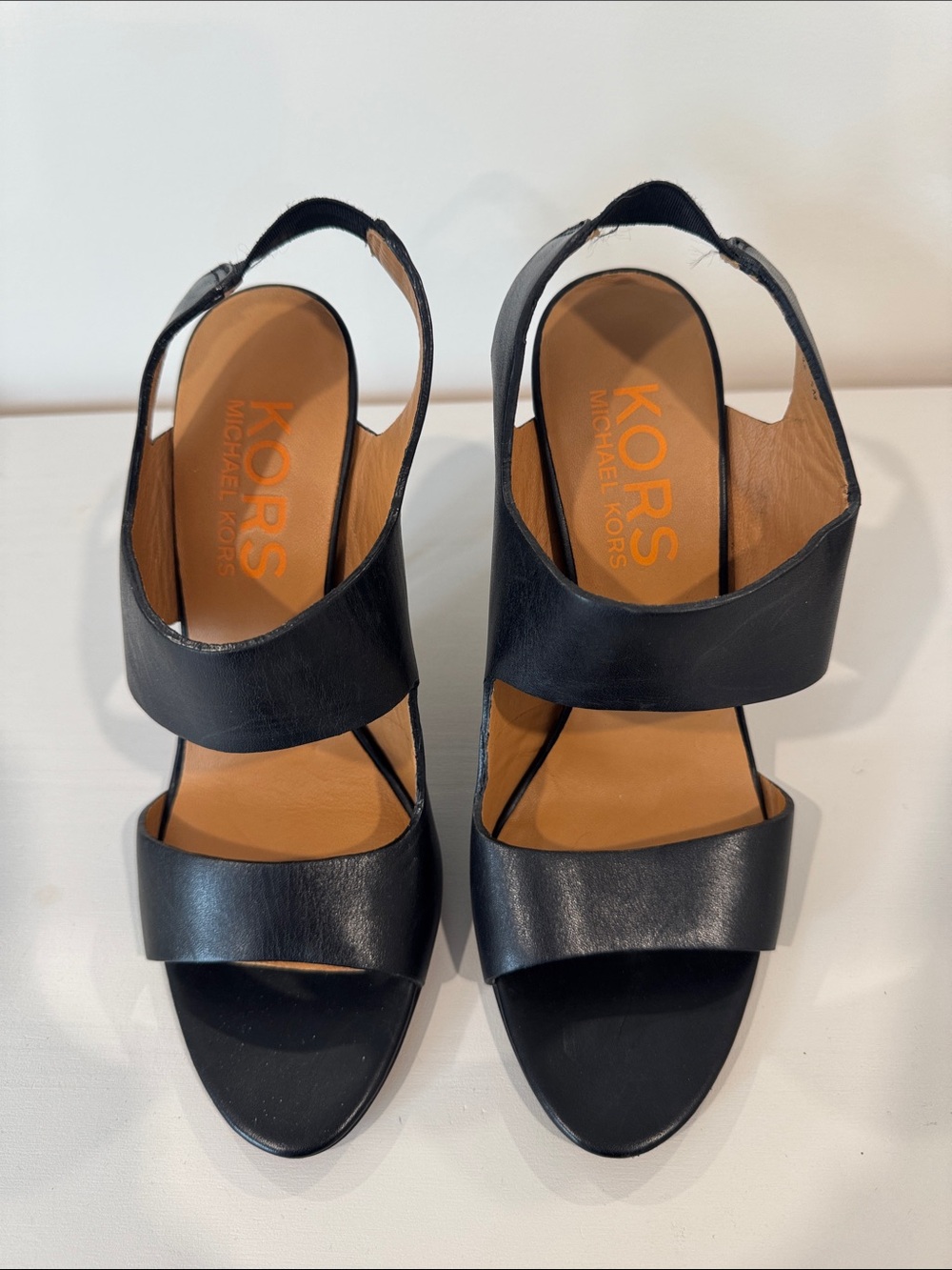 Michael Kors Black Leather Slingback Sandals